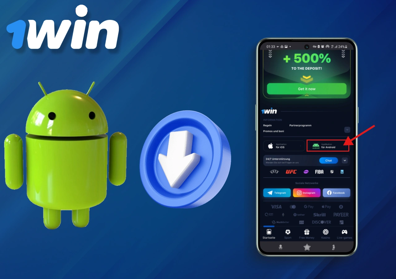 comment télécharger l'application 1Win pour android