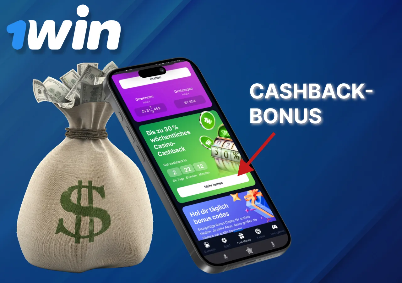 1Win cashback pour l'argent perdu